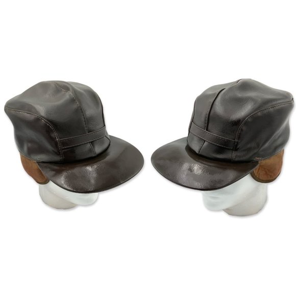 Other - Vintage Genuine Leather Winter Hat Mens Brown OSFM